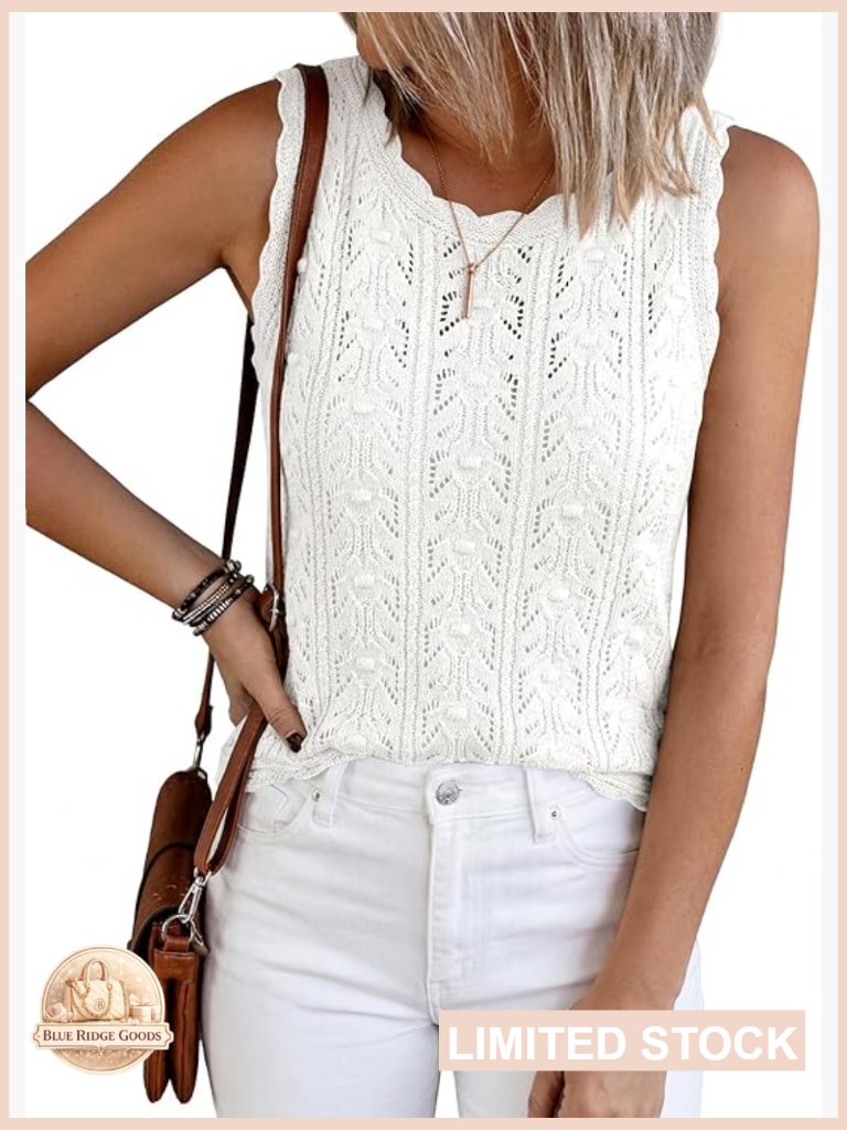 Crochet Sweater Vest Sleeveless Loose Fit Boho Beach Cover Up Lightweight